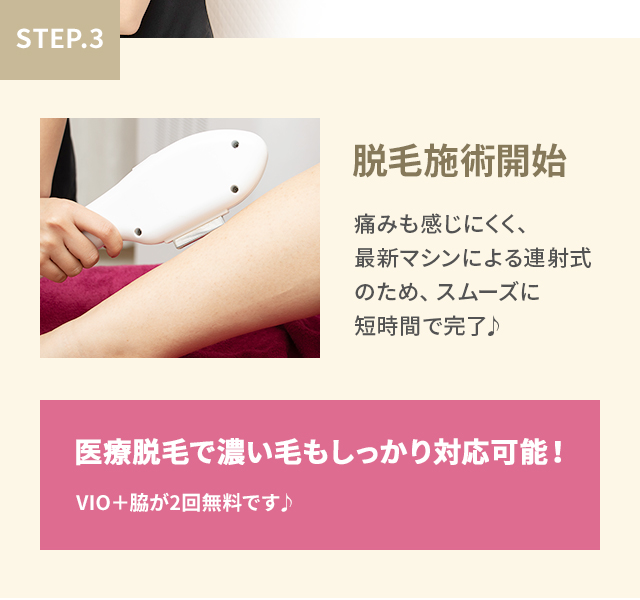 Step.3 脱毛施術開始